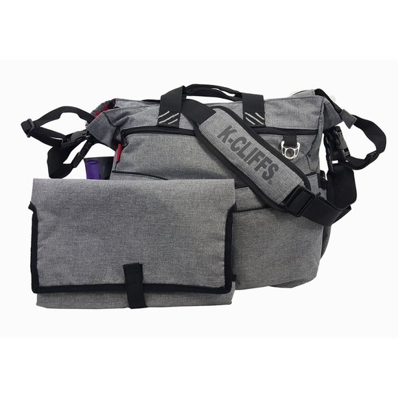 Fashionable Diaper Messenger Bag Roomy Multiple Pockets , Color; Heather Gray - Picture 5 of 9